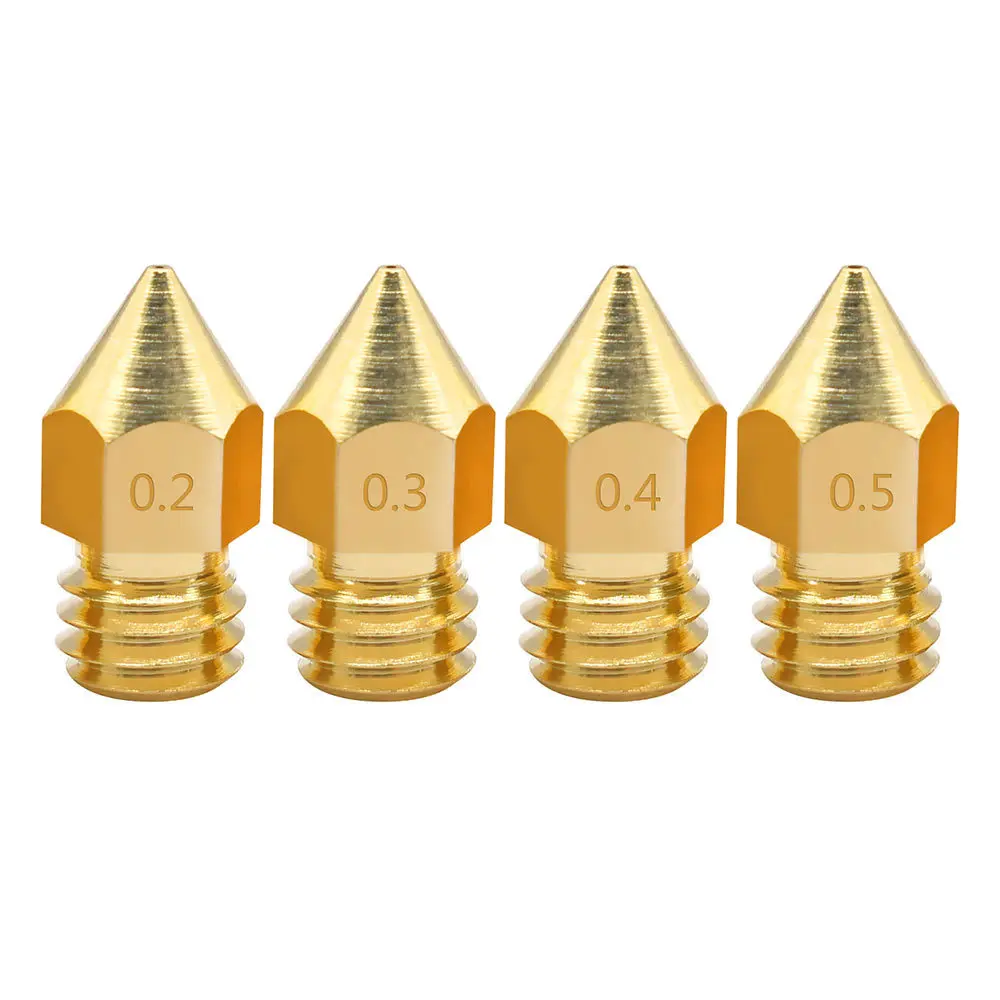 

5Pcs 3D Printer Brass Copper Nozzle Mixed Sizes 0.2/0.3/0.4/0.5 Extruder Print Head For 1.75MM MK8 Makerbot