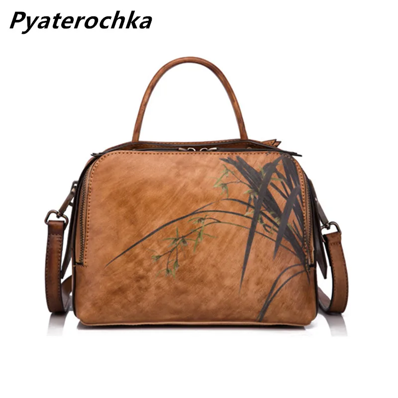 

Pyaterochka Designer Chinese Style Women Casual Bag Vintage Landscape Handbag Brand Messenger Pattern Bag Female Boston Tote Bag