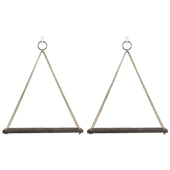 

Hanging Shelves Wall Mounted Wood Shelves with 2 Rings Lightweight and Durable Farmhouse Rope Shelves