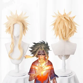 

Hero Academia Boku no Hiro Akademia All Might Short Golden Synthetic Heat Resistant Cosplay Hair Wig