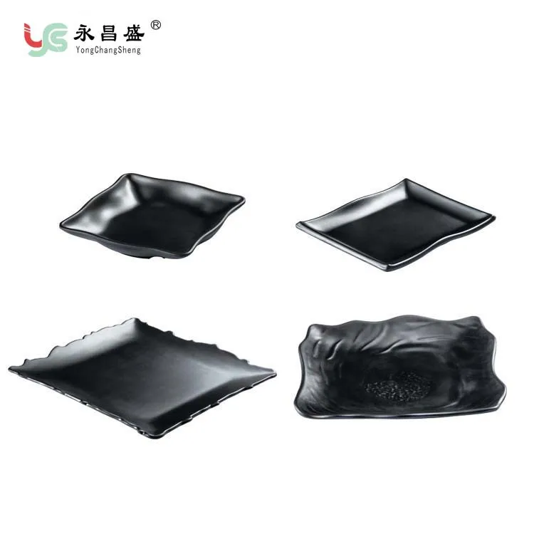 

Yong chang sheng Square Plate Day Korean Style Dishes Hotpot Restaurant Beef Balls Come Plates Black Frosted Melamine Tableware