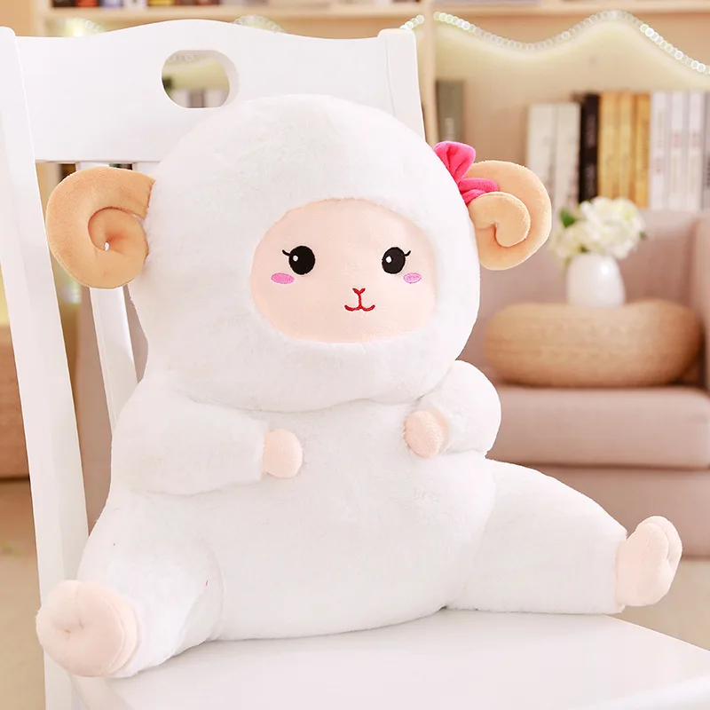 White Sheep Плюшевая поясничная Подушка поддержка спины чучело мультфильм объятие Панда Свинья овца медведь Хаски стул для собаки Диван спинка кровать подушка - Цвет: White Sheep