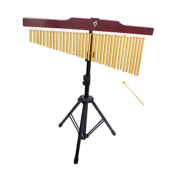 

36-Tone Golden Bar Chimes 36 Bars Single-row Wind Chime Musical Percussion Instrument with Tripod Stand and Strike stick