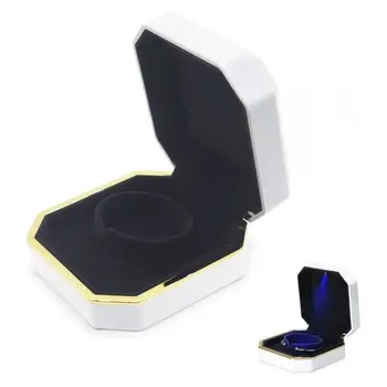 

Luxury Ring Box, Square Velvet Wedding Ring Case Jewelry Gift Box with LED Light