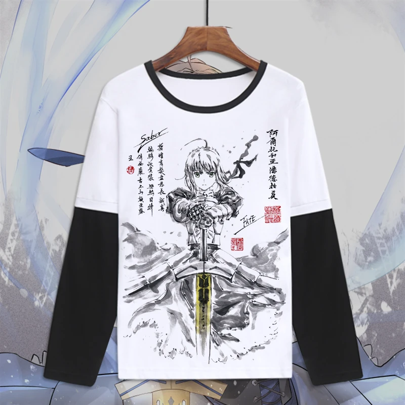 Повседневная аниме Fate/Grand Order Saber Joan of Arc футболка для мужчин и женщин футболки с