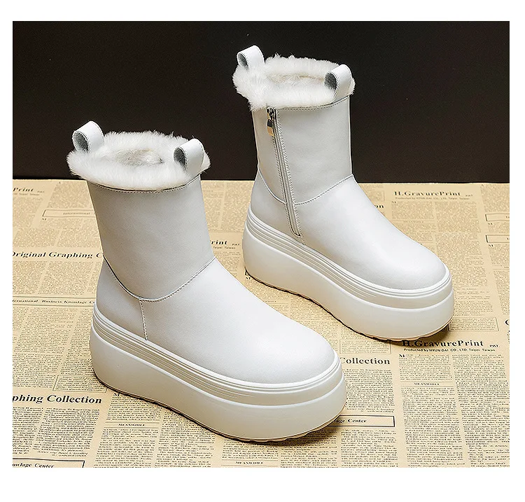 8cm Warm Microfiber Leather Women Boots - true deals club