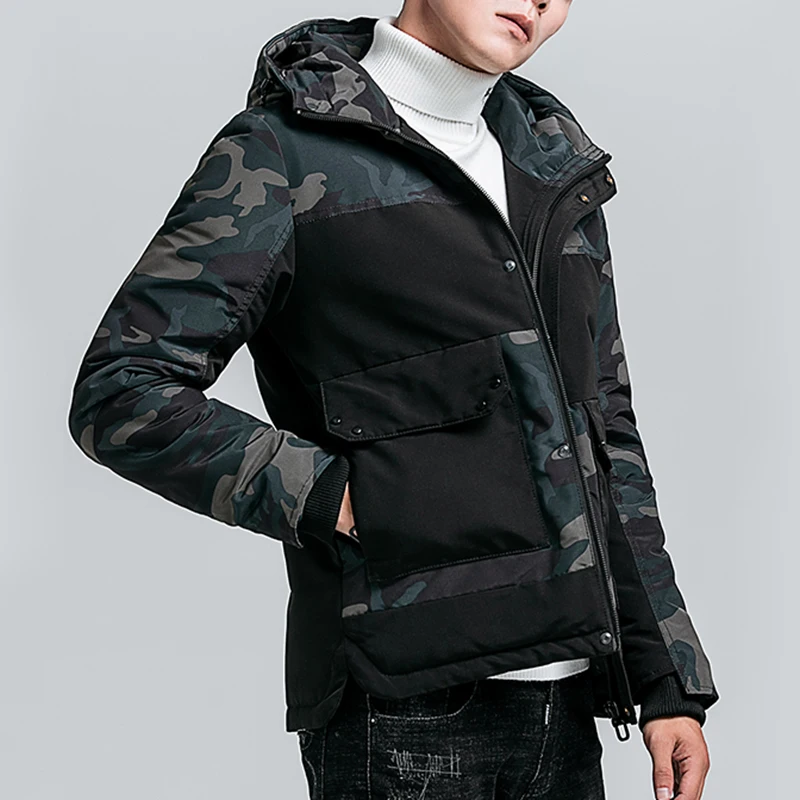 Covrlge, Мужское пальто на молнии с капюшоном, парка,, зимняя камуфляжная Мужская куртка, теплая, подходит для больших карманов, пальто, Мужская одежда, MWM093