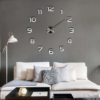 

Creative Wall Sticker 3D Large Number Wall Clock Horloge DIY Mirror Stickers Home Decoration Living Room Quartz NeedleHome Decor