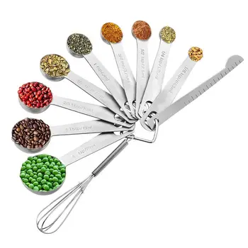 

11Pcs Stainless Steel Measuring Spoons Cup Kitchen Cooking Baking Scale Scoop Measure Spoon Sugar Cake Baking Spoon