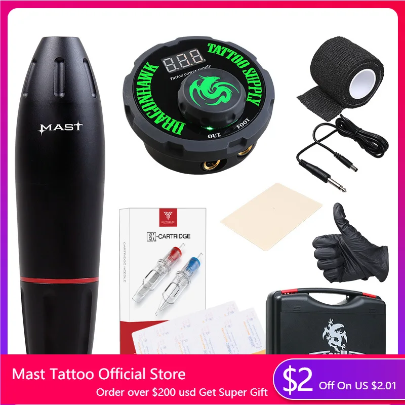 Machine Mast-Set Tattoo-Kit Permanent Makeup Body-Art Professional Cartridge-Needle
