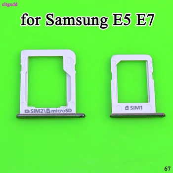 

cltgxdd SIM Card Tray Holder + Micro SD Tray Slot Adapters Connector For Samsung Galaxy E5 E500 E7 E700 Silver Color