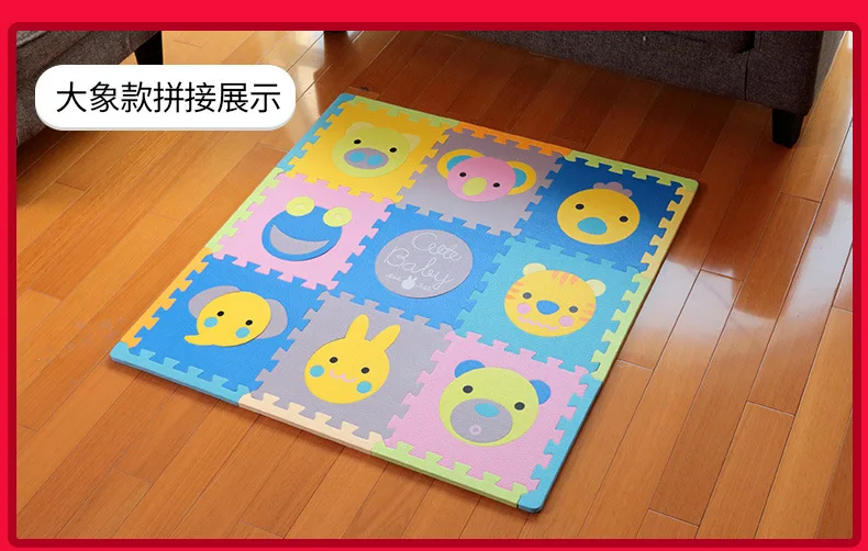 Meitoku Thick 1. 4cm Colorful Pattern Children Bubble Puzzle Mat Baby Creeping Mat Eva Joint Mat