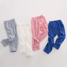 Летние детские повседневные брюки для девочек модные стильные однотонные брюки штаны-шаровары со средней талией детские штаны, пижамные штаны