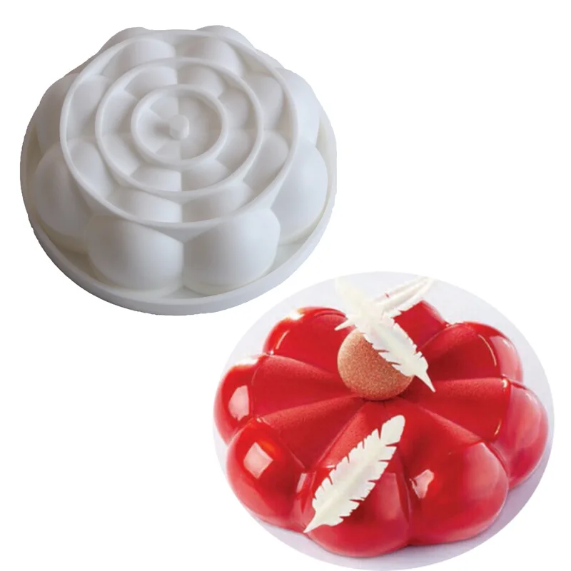 

Round Queen White Eight Petal Flower Silicone Cake Mold Mousse Baking Form Tray Jelly Pudding Chocolate Moulds Cake Decor Tool