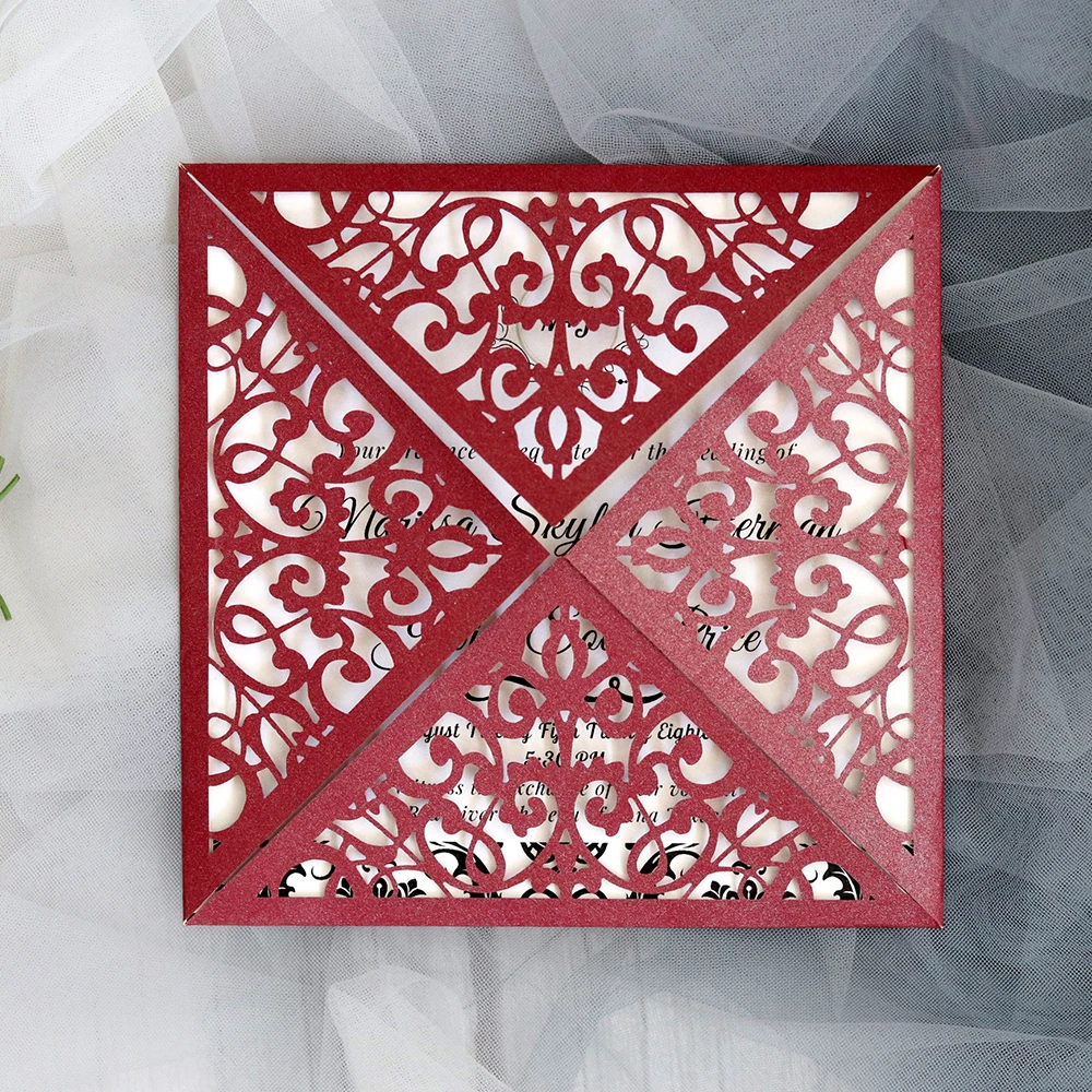  10Pcs Elegant Laser Cut Business & Wedding Lace Invitations Cards Wedding Bridal Greeting Card Kits - 4.00028E+12