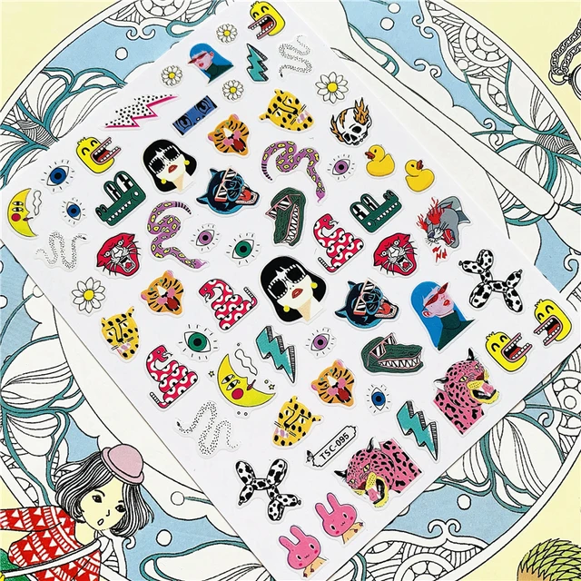 TSC-293 TSC-287 Japanese cartoon anime clown character 3D Back glue Nail Art Stickers Decals Sliders Nail ornament decoration TSC-095 N