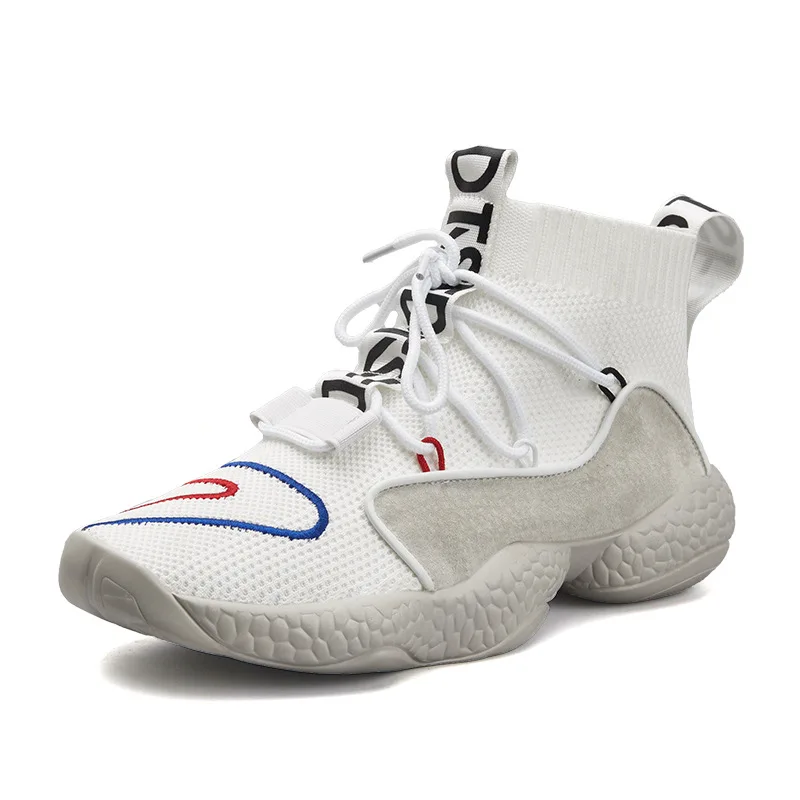 

2018 Autumn Trend Versatile Casual Shoes Men Hight-top Breathable Comfortable Athletic Shoes Fly Woven Running Shoes Men's on Be