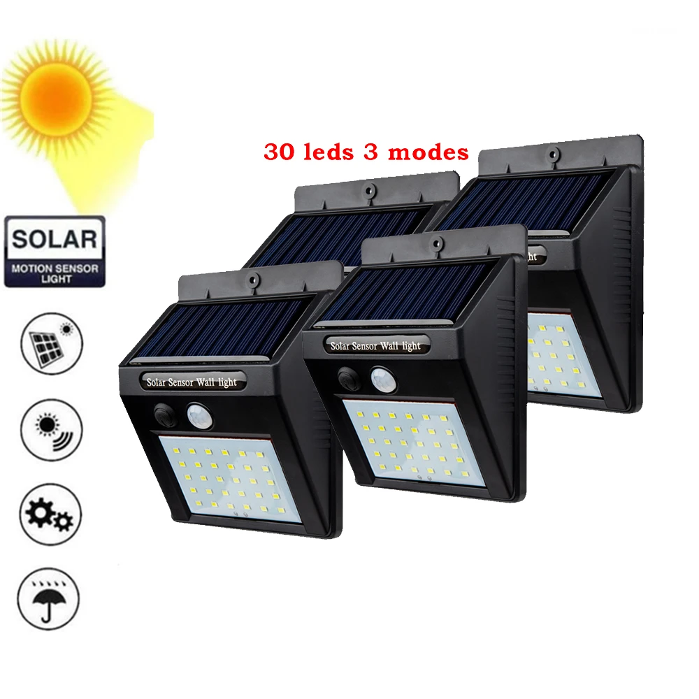

1-4PCS LEDs Solar Lights Outdoor PIR Motion Sensor Activated Separable Light for Garden Security Waterproof Wireless Wall Lamp i