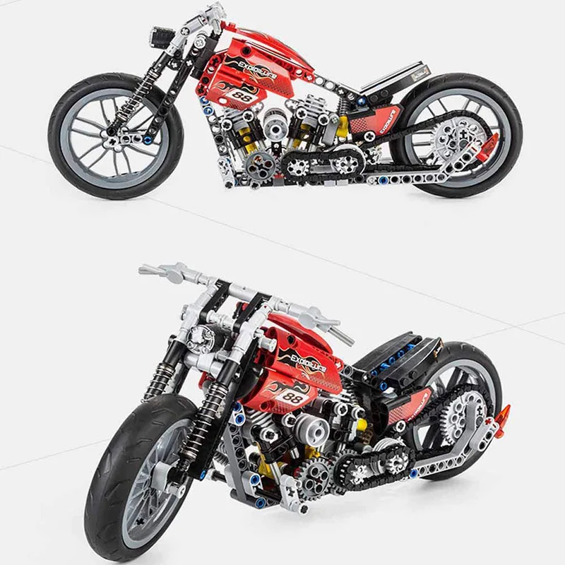 

NEW Motorcycle 378PCS Building Block Technic Exploiture Model for Harley Vehicle Block Set Toy for kids bricks Christmas gift