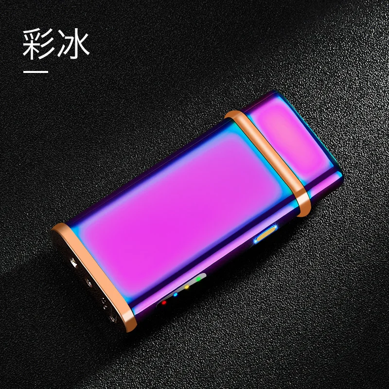 USB Зажигалка, металлический Электрический Дисплей с двойной дугой, зарядная Зажигалка для лошадиной лампы, светящаяся молния, светодиодный осветительный прибор - Цвет: 2