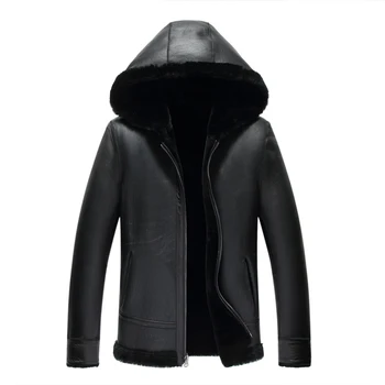 

Seveyfan Mens Real Leather Fur Jacket and Coat Double-sided Wear Genuine Sheepskin Thicken Jacket for Male R2902