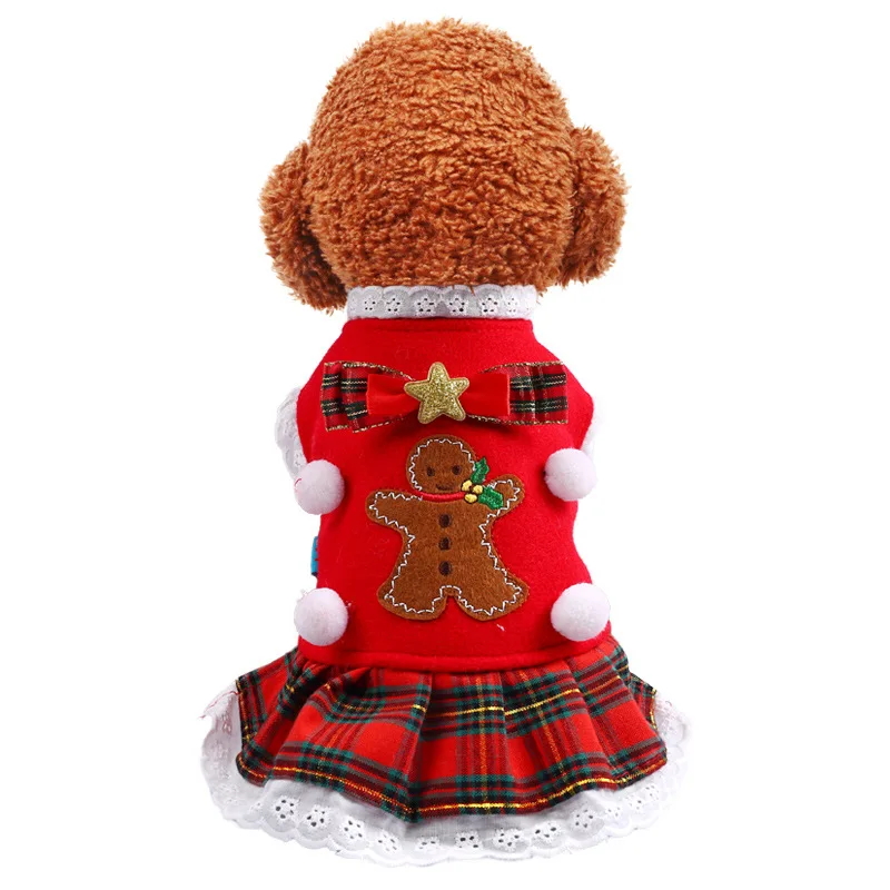 Новая стильная Рождественская Одежда для собак, красное платье, костюм для собаки, пальто с котом, теплое платье для собак, одежда для щенков, Ropa para perro 10A - Цвет: Красный