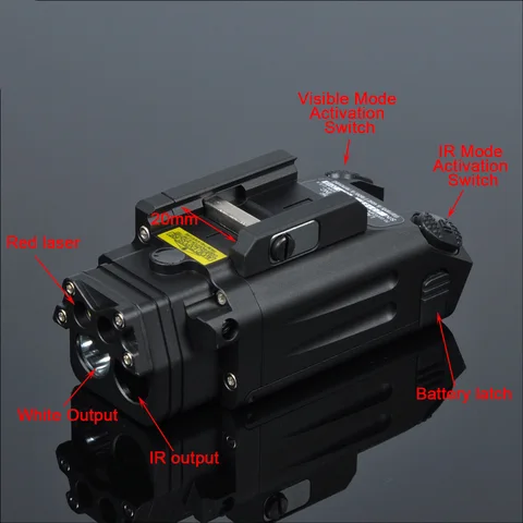 Dbal-pl tipo Luz Lanterna com Laser Branca Lumens Vermelho ir Iluminador – Visível Ponteiro Laser Strobe Arma Luz Led 500