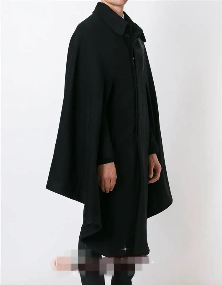 M-4xl осенне-зимние модели, длинный Мужской плащ, шаль, плащ, шерстяное пальто, свободное однобортное пальто, мужская рубашка