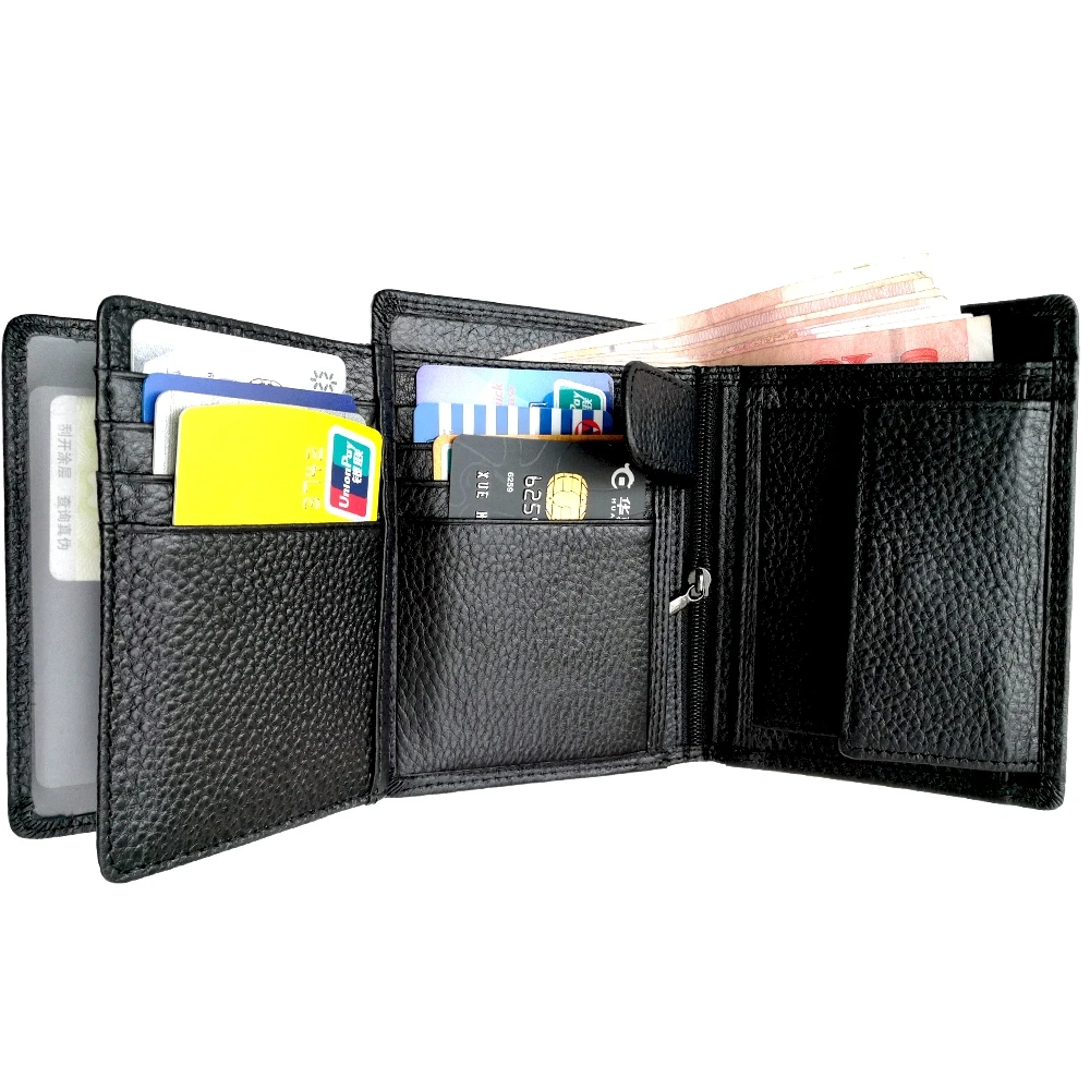 Новые мужские кошельки RFID Блокировка Trifold из натуральной кожи портмоне воловьей
