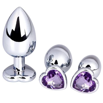 Heart shaped metal anal plug Sex Toys Stainless Smooth Steel Butt Plug Tail Crystal Jewelry Trainer For Women/Man Anal Dildo 2