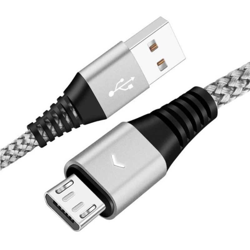 Micro USB кабель 0,3 м 1,2 м 1,8 м нейлон быстрая Синхронизация данных зарядки зарядное устройство кабель провод для Samsung Xiaomi LG мобильный телефон HTC кабели - Тип штекера: Silver