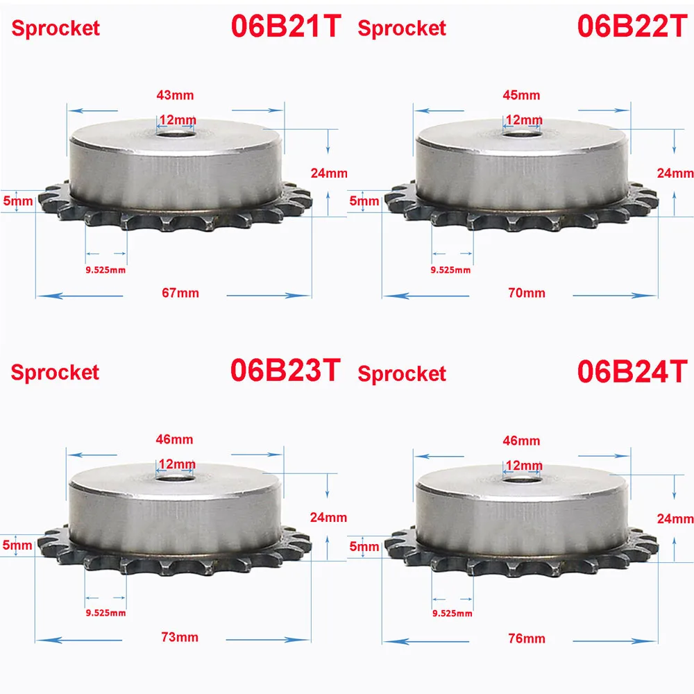 1Pcs 06B 9 Teeth To 24 Teeth Sprocket Wheel Chain Gear Industrial A3 Steel Suitable For 06B Roller Chain