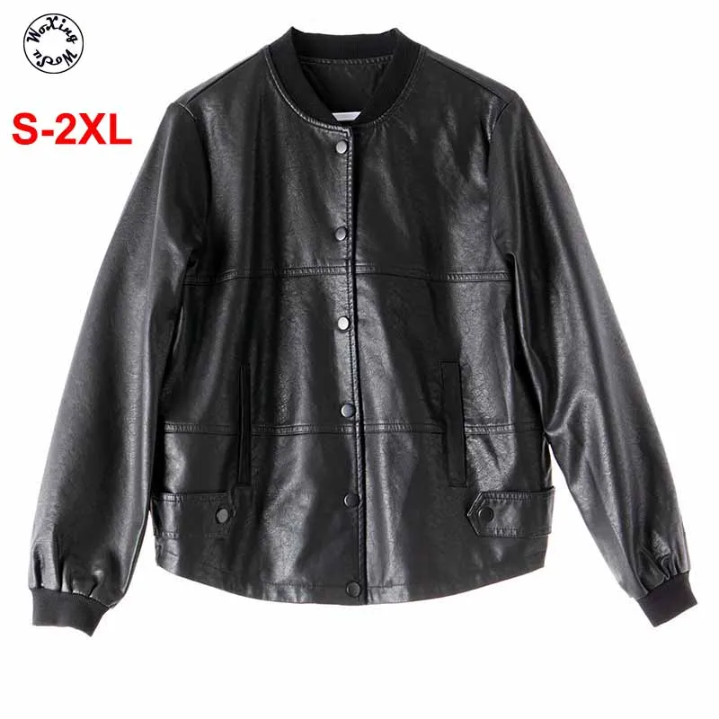 2020 leisure jacket 80% cotton plus 20% synthetic leather jacket long sleeve loose  jacket female S to 2XL