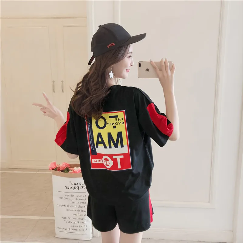 

Casual Wear Set Summer Wear for Women Students Lettered Loose-Fit Fashion & Sports Pants Two-Piece 2020 New Style Korean-style F