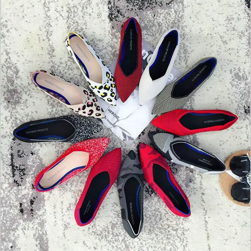 New Black White Pointed Toe Women Shoes Luxury Brand Flat Shoes Women Spring Autumn Flats Ladies Loafers Sapatos