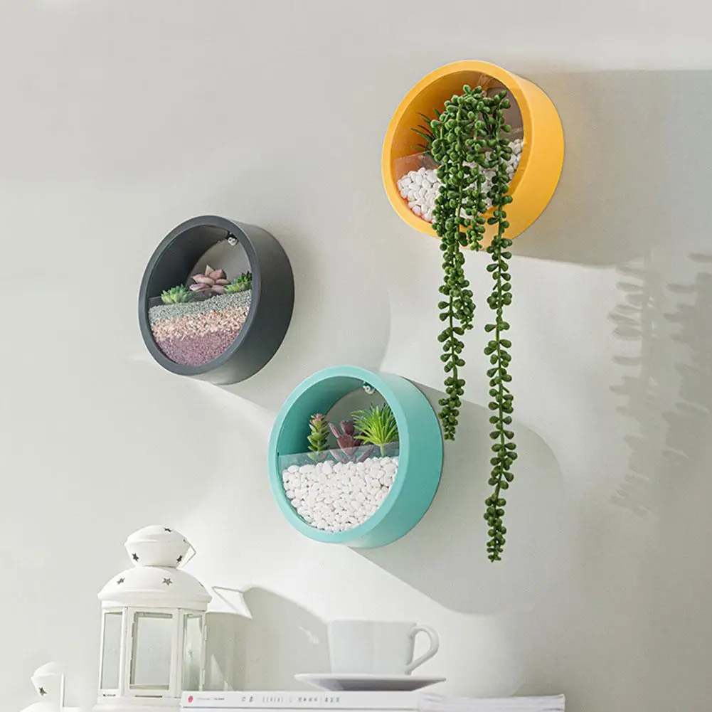 POT DE FLEUR,aChinaVase mural rond suspendu en verre, Pot de fleur