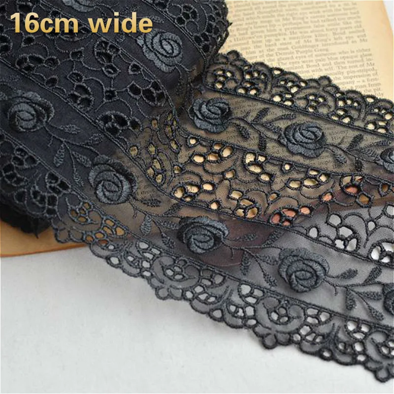 

NEW Mesh Water Soluble Hollow Rose Flower Lace Fabric DIY Clothes Neckline Skirt Cuffs Edge Hat Curtain Sofa Sewing Accessories