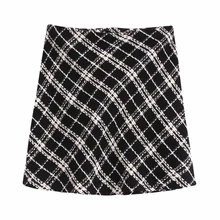 Новинка, женская уличная клетчатая твидовая шерстяная мини-юбка, faldas mujer, женские шикарные прямые юбки с молнией сзади QUN538