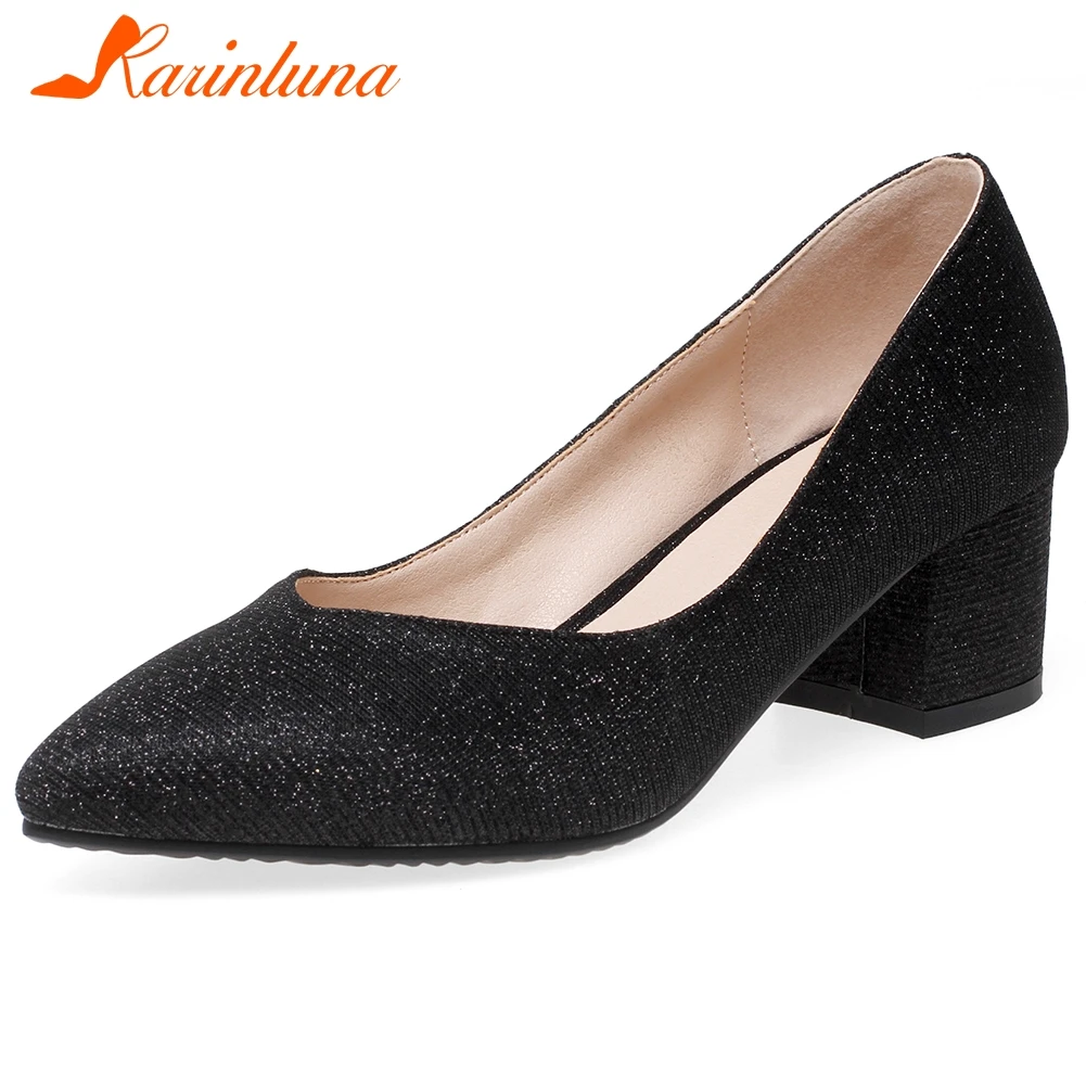

Karinluna New Arrivals Large Size 30-43 Spring Shoes Woman Pumps Female Chunky Heels Slip On Office Lady Pumps Women Shoes