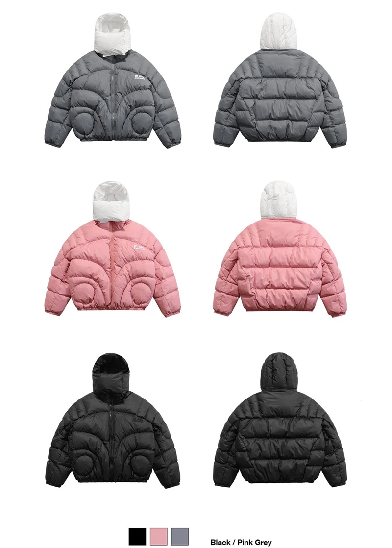 ZODF New 2021 Men Winter Thick Coats High Street Hip Hop Unisex Cotton Liner Embroidery Hooded Puffer Jacket Streetwear HY0337 mens parka jacket with fur hood