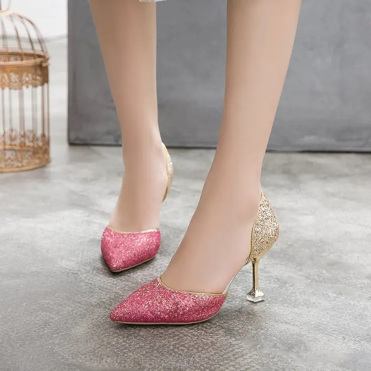 

2019 Summer New Style Western Style Star Celebrity Style Fashion Sandals Pointed Shallow Mouth Thin Heeled-Crystal High Heel Sho