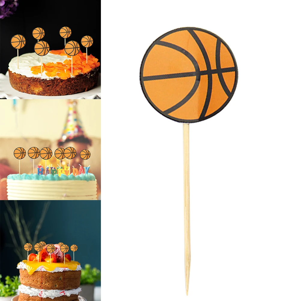 35pcs Basketball Picks Decorative Odorless Simple Cupcake Toppers for Cupcake Baby Shower Birthday Cake Dessert Decor A30