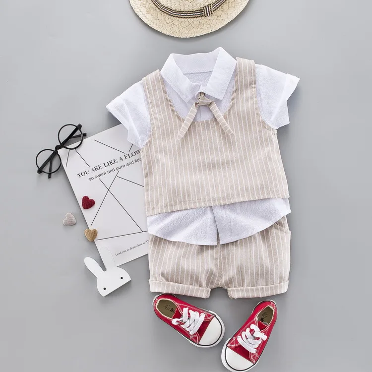

BOY'S Suit Summer Three-piece Set 2019 New Style CHILDREN'S Short-sleeved Clothes Waistcoat Suit Dresses of Bride Fellow Kids Br