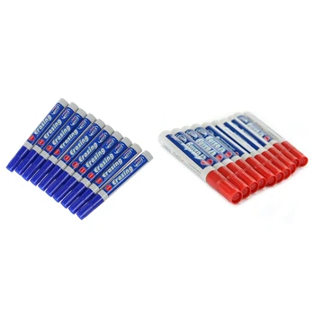 

10 Pcs Board Marker Whiteboard Marker Pen Washable Blue & 10 PCS Erasable Whiteboard Marker Red Pencil