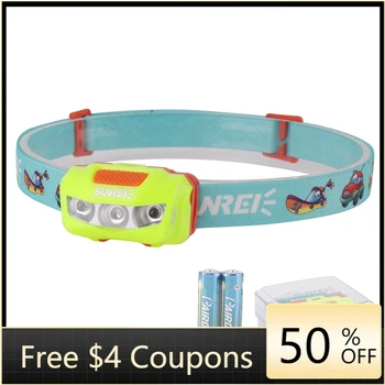 

[TOP SELL!]SUNREI Children LED Mini Headlamp White And Red Light Headlight 2-Mode Waterproof Head Torch AA Battery
