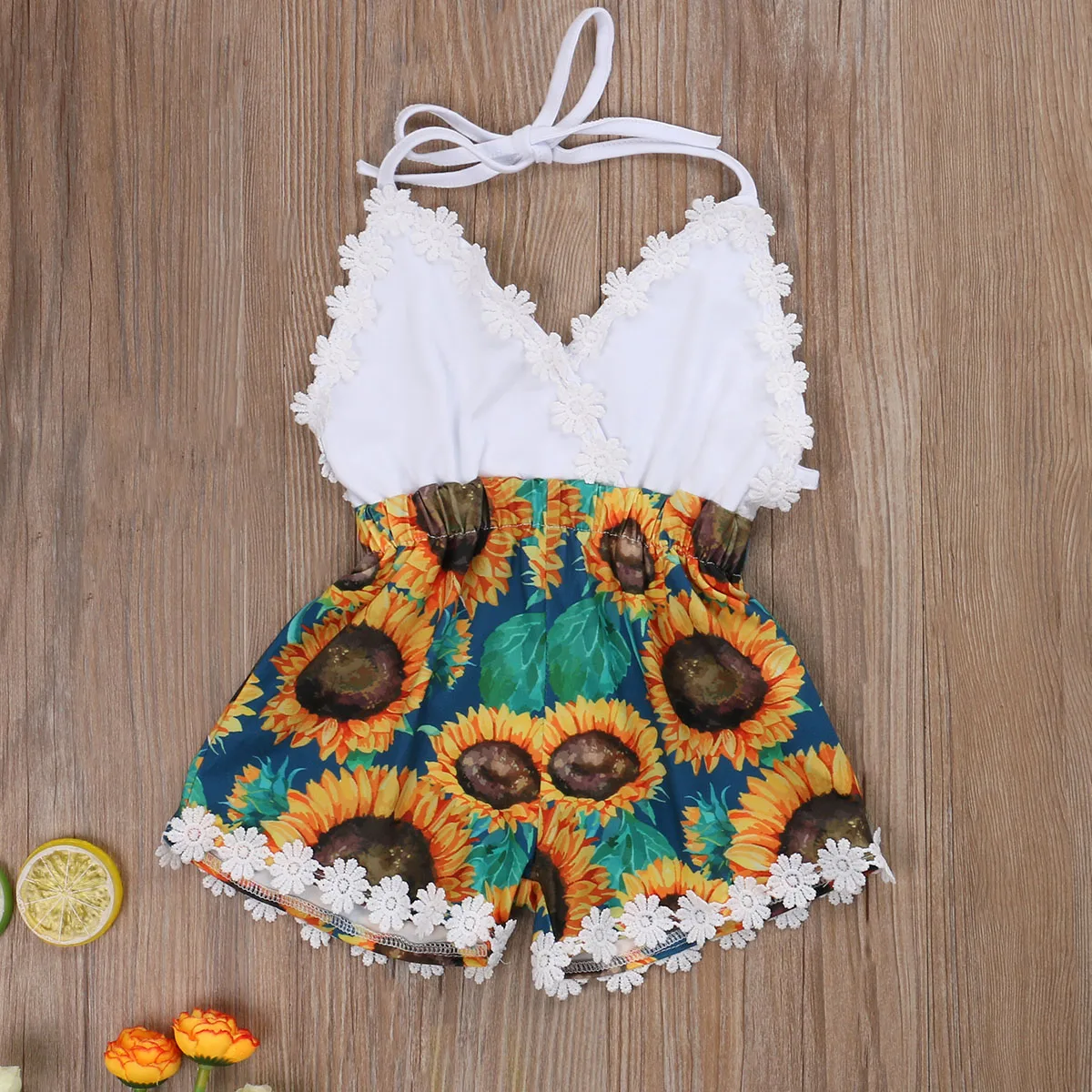 2020 Summer Toddler Infant Baby Girl Rompers Sleeveless Sling V Neck