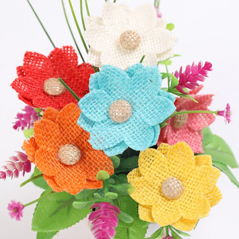 Details about   6pcs Pack Vintage Hessian Burlap Flower Craft DIY Wedding Party Decoration 