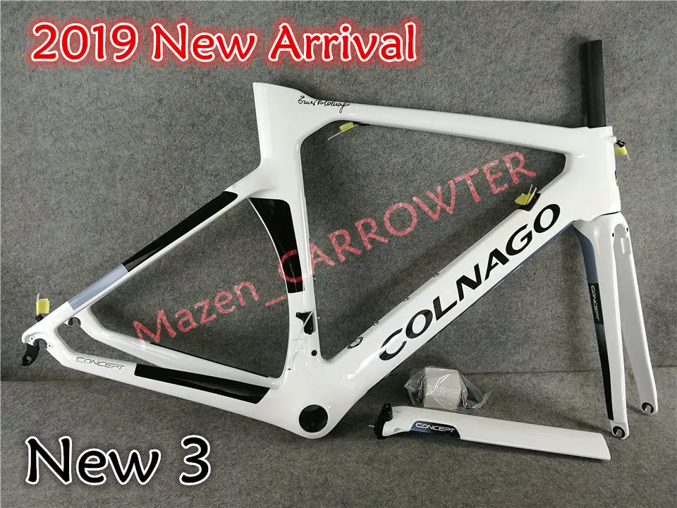 Discount T1000 UD Glossy White paiting Concept carbon road frame bicycle Frameset With BB386 XXS/XS/S/M/L/XL for selection 26