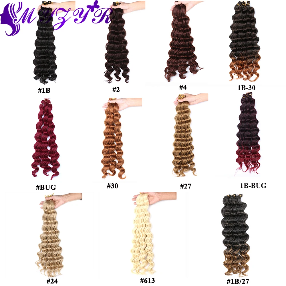

ZYR Synthetic Deep Wave Bulk Hair Extension Synthetic Crochect Braids High Temperature Synthetic Fiber 20" 80g/pack Ombre Colors