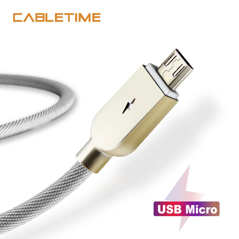 Кабель Micro USB Cabletime для Samsung Android светодиодный кабель из цинкового сплава изоляция